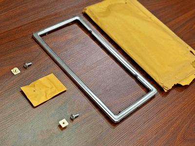 s-l400 NOS GM 3797485 Corvette 63-82 License Plate Frame Bezel Clip On Stainless Steel - Image 3