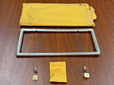 s-l400 NOS GM 3797485 Corvette 63-82 License Plate Frame Bezel Clip On Stainless Steel - Image 4