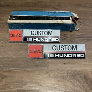 NOS 1973 1974 GMC Custom 1500 Truck Fender Emblems Set